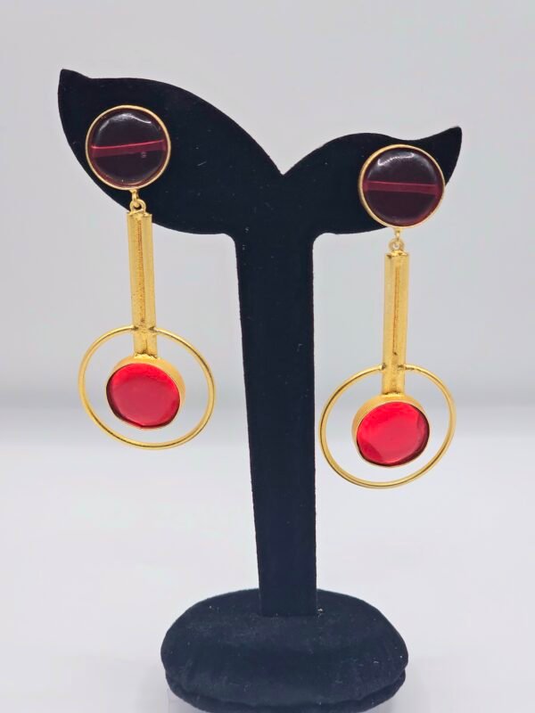 Gold plated Red stone fancy Earring