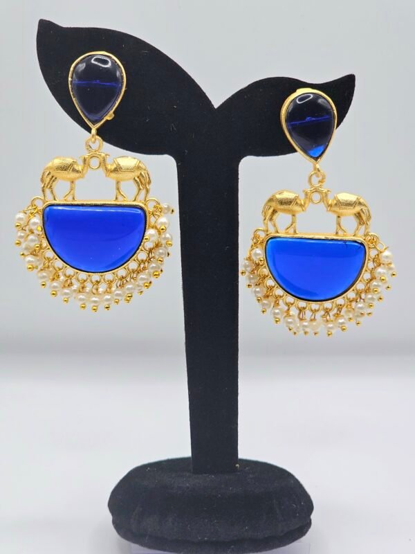 Gold plated Blue pearl drop Earring